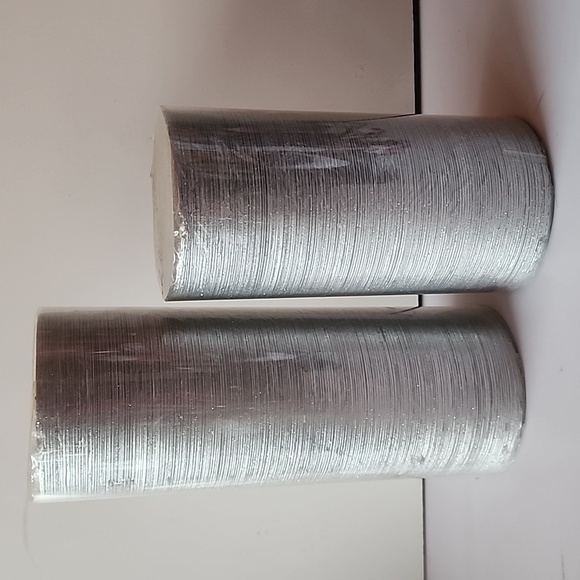 NEW. Set of 2, At Home Decorative Silver Candles. - Picture 2 of 5